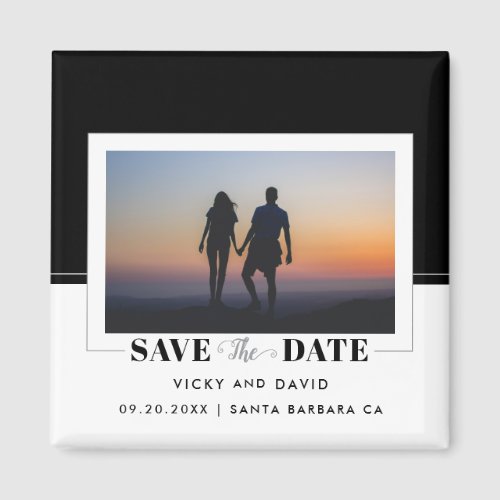 Black color block wedding Save the Date Magnet