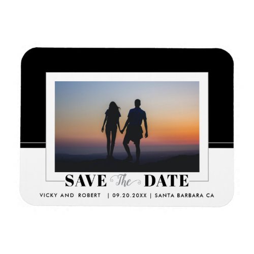 Black color block wedding Save the Date photo Magnet