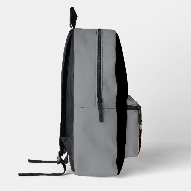 Black color boss printed backpack (Left)