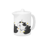 Black Color Cartoon Unicorns With Stars Cute Teapot at Zazzle