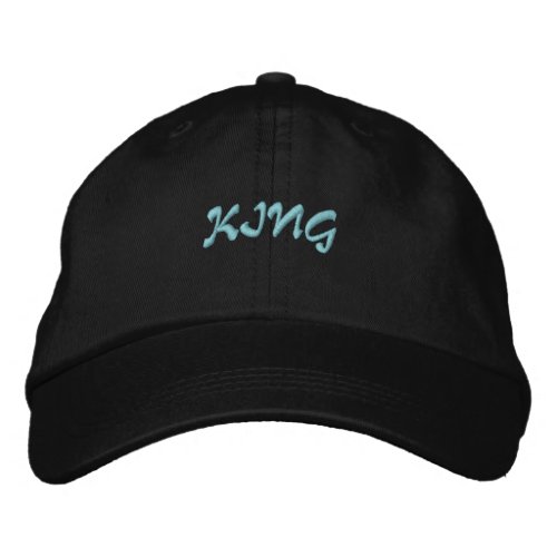 Black Color Cotton With King Name Printed Handsome Embroidered Baseball Cap