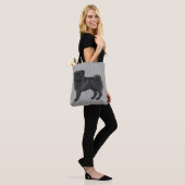 Black Color Cute Pug Mops Cartoon Dog Breed Gray Tote Bag (On Model)