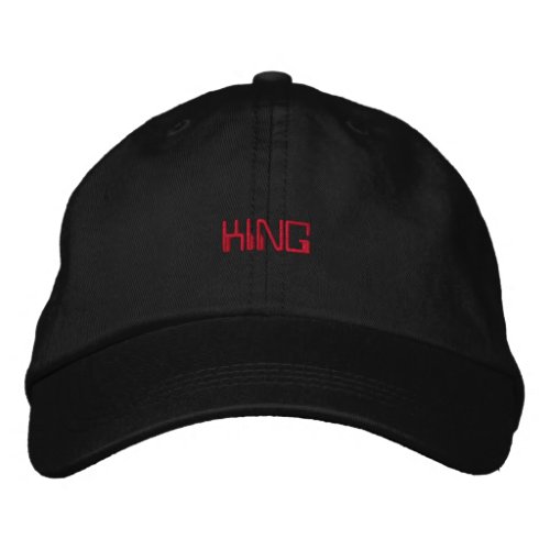 Black Color Printed King Text Name_Hat Embroidered Baseball Cap