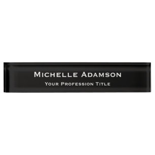 Black Color Professional Plain Modern Desk Name Plate