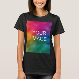Black Color Template Custom Add Photo Image Logo T-Shirt
