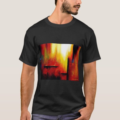 Black Color Template Modern Abstract Art Painting T_Shirt