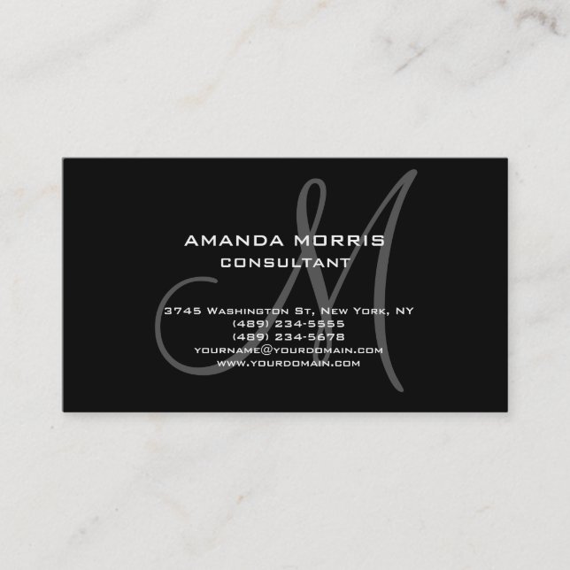 Black Color Unique Original Classical Professional Business Card (Front)