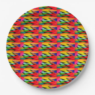 Black color with art design in the middle paper plates