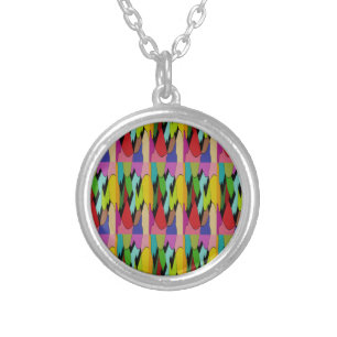 Black color with art design in the middle silver plated necklace