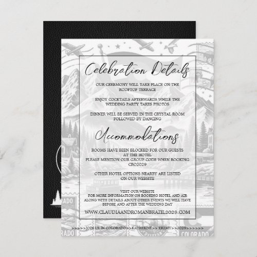 Black Colorado Passport Wedding Enclosure Card
