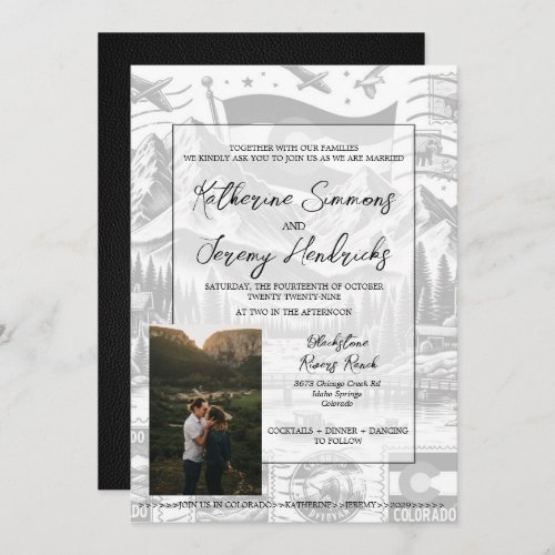 Black Colorado Passport Wedding Invitation