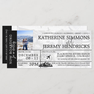 Black Colorado Wedding Boarding Pass Invite