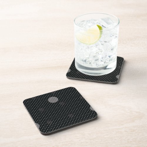 Black Colored Abstract Polka Dots b3 Beverage Coaster