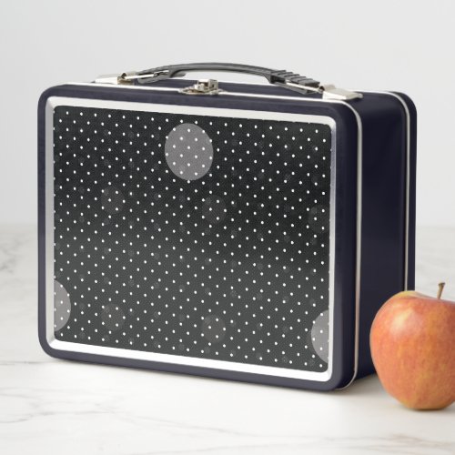 Black Colored Abstract Polka Dots b3 Metal Lunch Box