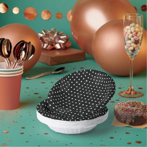 Black Colored Abstract Polka Dots g1 Paper Bowls