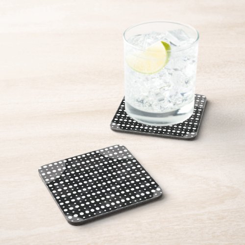 Black Colored Abstract Polka Dots g9 Beverage Coaster