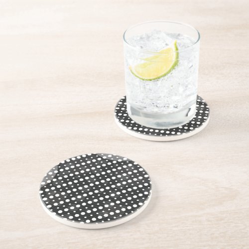 Black Colored Abstract Polka Dots g9 Coaster