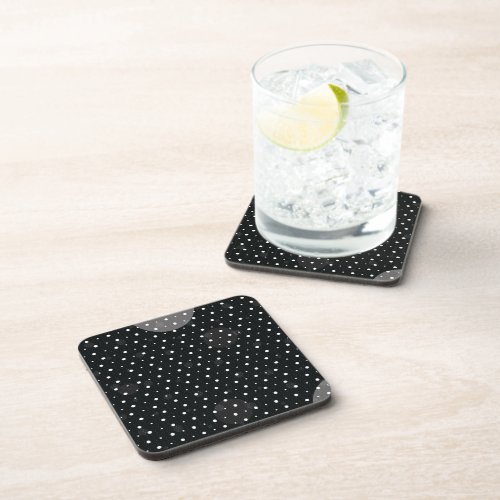 Black Colored Abstract Polka Dots h11 Beverage Coaster