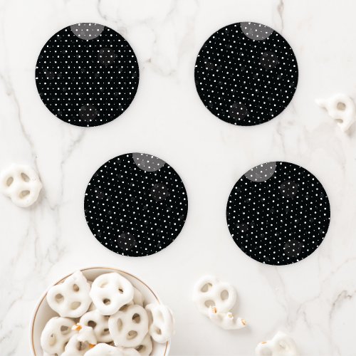 Black Colored Abstract Polka Dots h11 Coaster Set
