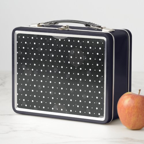 Black Colored Abstract Polka Dots h11 Metal Lunch Box