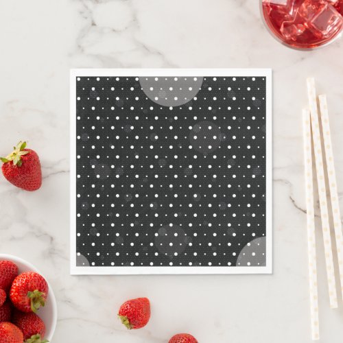 Black Colored Abstract Polka Dots h11 Napkins