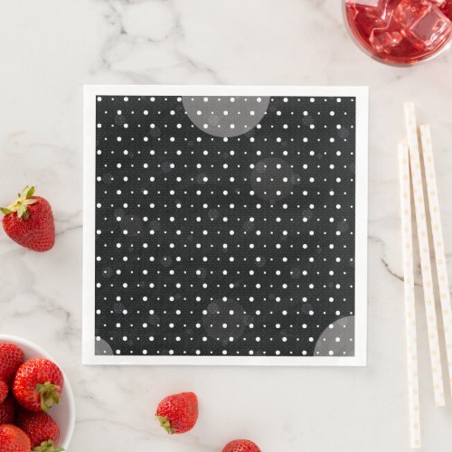 Black Colored Abstract Polka Dots h11 Paper Dinner Napkins