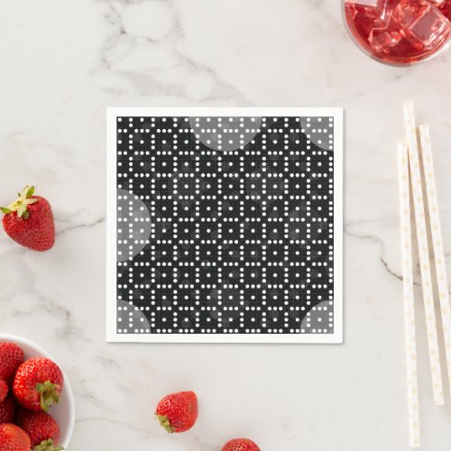 Black Colored Abstract Polka Dots h3 Napkins