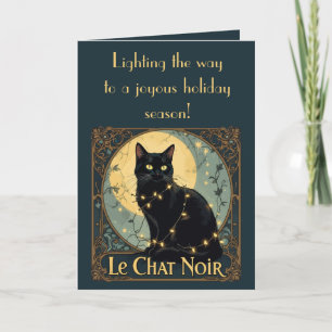 Black-Colored Feline Fairy-Light Muddle Card