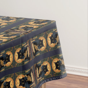 Black-Colored Feline Reading A Book Of Solstice-Sp Tablecloth