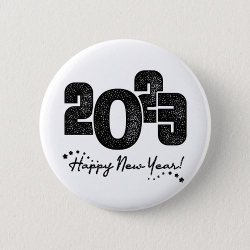 black colored happy new year 2023 button