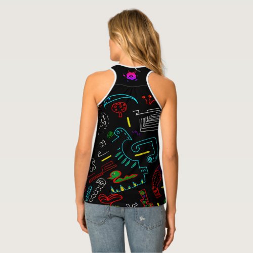 Black Colorful Abstract Tank Top