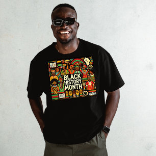 Black Colorful Afro Culture Graphics  T-Shirt