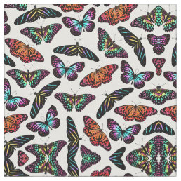 Black Colorful Butterflies Watercolor Pattern Fabric