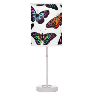 Black Colorful Butterflies Watercolor Pattern Table Lamp