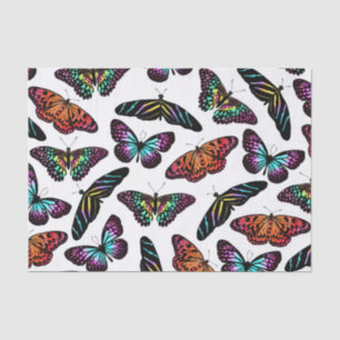 Black Colorful Butterflies Watercolor Pattern Tissue Paper