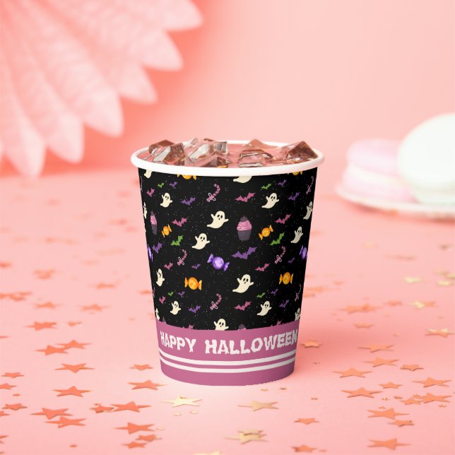 Black Colorful Cute Fun Magical  Halloween Paper Cups (Insitu)