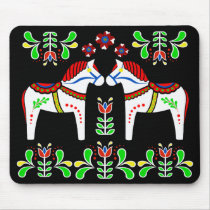 Black/colorful Folk Dala horse/Folk Andalusian Mouse Pad