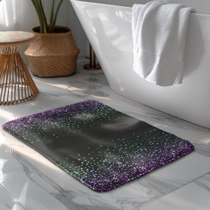 Black Colorful Glitter Accent Bath Mat