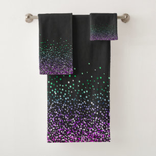 Black Colorful Glitter Accent Bath Towel Set