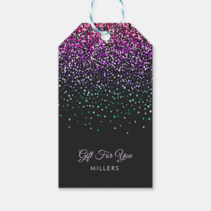 Black Colorful Glitter Accent Gift Tags