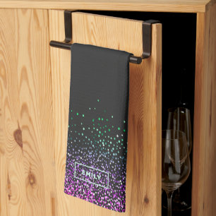 Black Colorful Glitter Accent Kitchen Towel