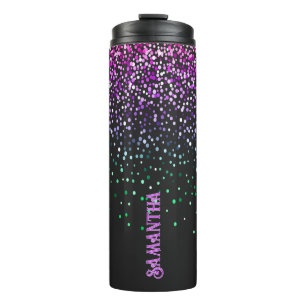 Black Colorful Glitter Accent Thermal Tumbler