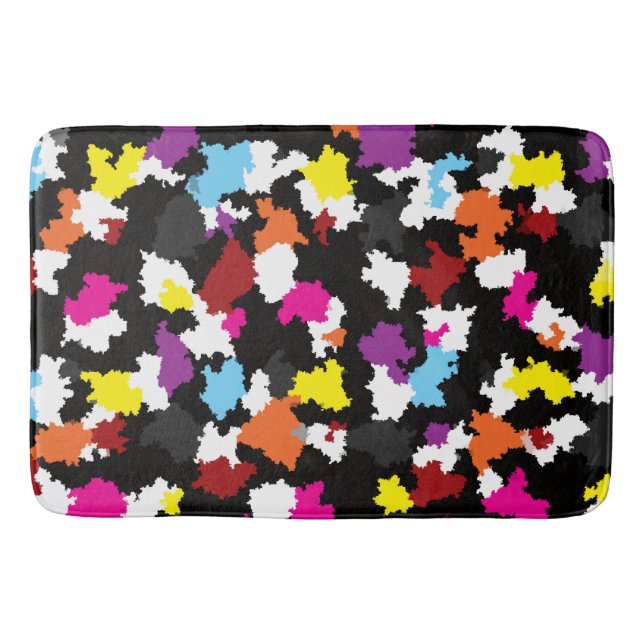Black Colorful Irregular Abstract Bath Mat (Front)