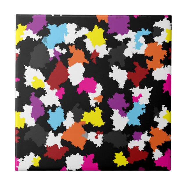 Black Colorful Irregular Abstract Ceramic Tile (Front)