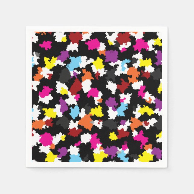 Black Colorful Irregular Abstract Napkins (Front)