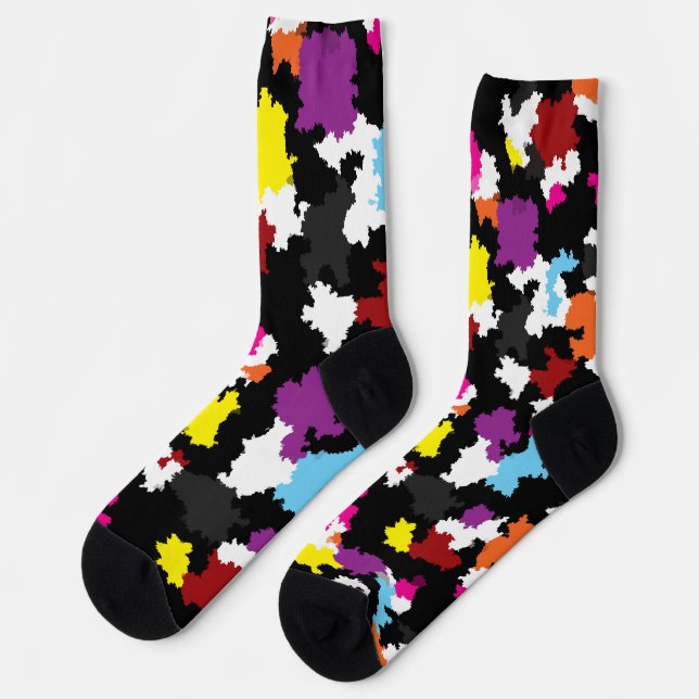 Black Colorful Irregular Abstract Socks (Left)