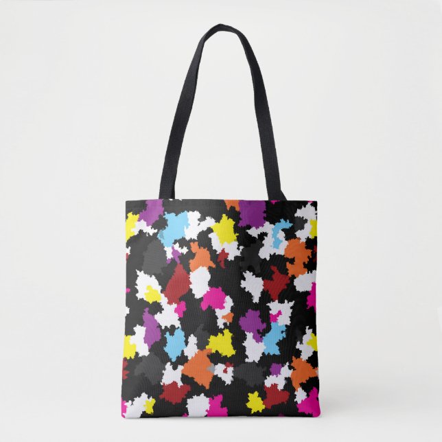 Black Colorful Irregular Abstract Tote Bag (Front)