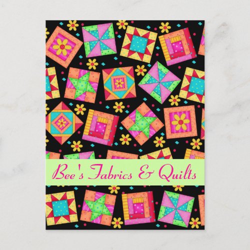 Black Colorful Patchwork Quilt Store Announcement