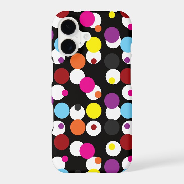 Black Colorful Polka Dots Surface Pattern Design Iphone Case (Back)