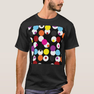 Black Colorful Polka Dots Surface Pattern Design T-Shirt